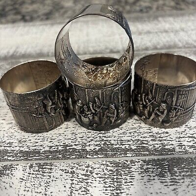 4 Vintage Silver Napkin Ring Holders