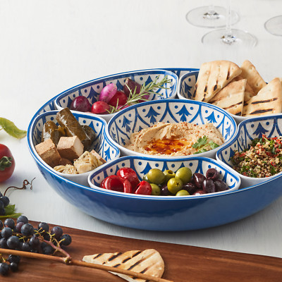 7-Piece Melamine Lazy Susan with Cover, Serving Bowl, 6 Removable Inner Bowls