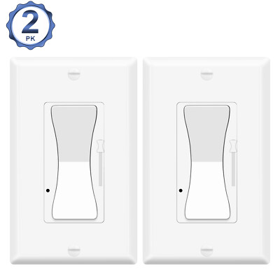 2 Pack Decora Dimmer Light Switch Single Pole / 3-Way - LED / Incandescent / CFL
