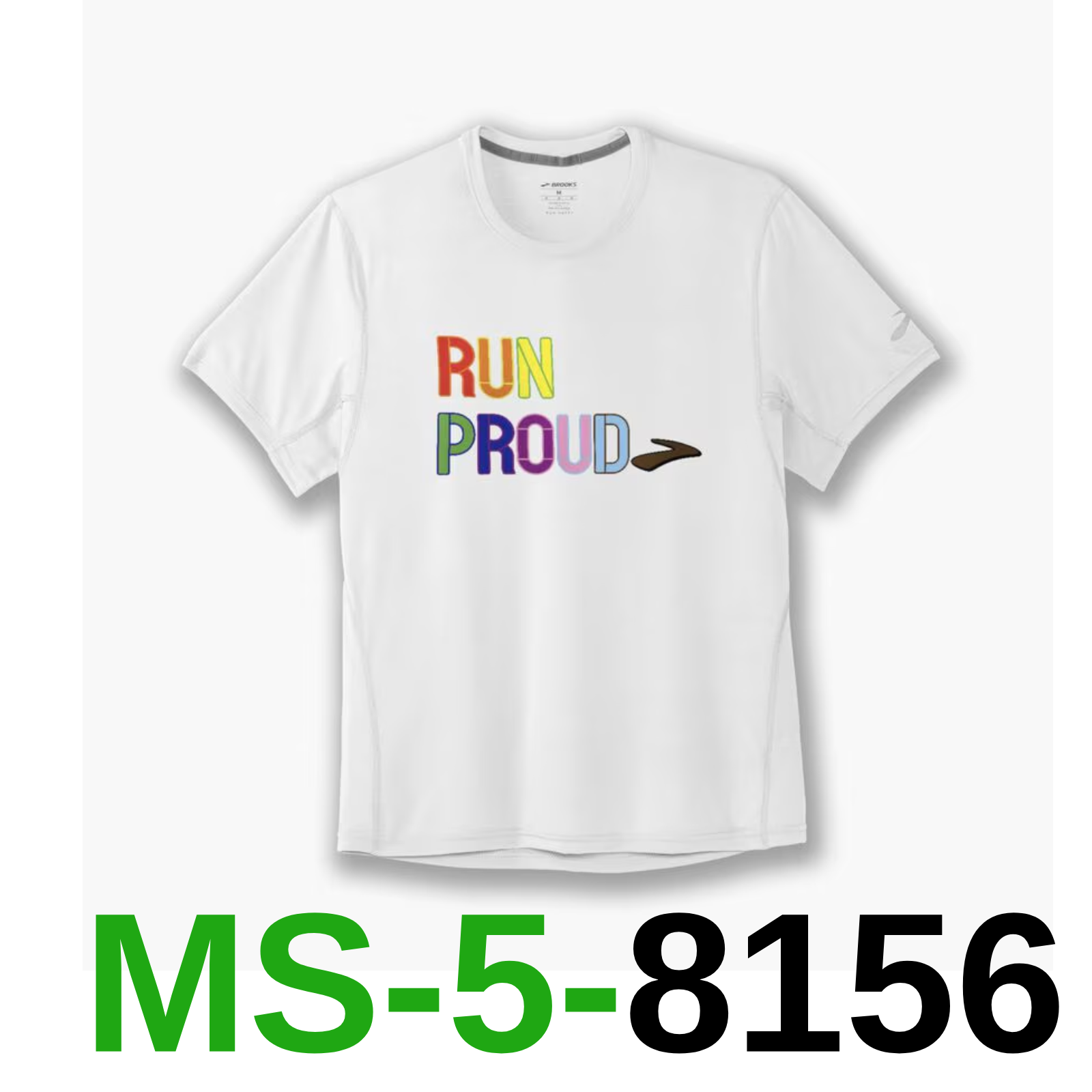 Brooks White Graphic Tee Run Proud Pride Shirt, White- XS