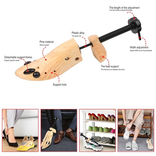 New One Pair 2-way Wooden Adjustable Shoe Stretcher for Men Women Size 9-13