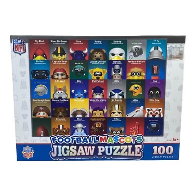 NFL Football Mascot Jigsaw Puzzle 100 PC 19 x 14  Kids MasterPiece New NIB