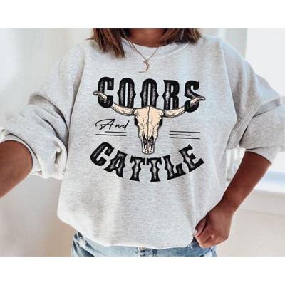 Coors & Cattle Women's Country Western Ash Gray Crewneck Sweatshirt Unisex Sizes