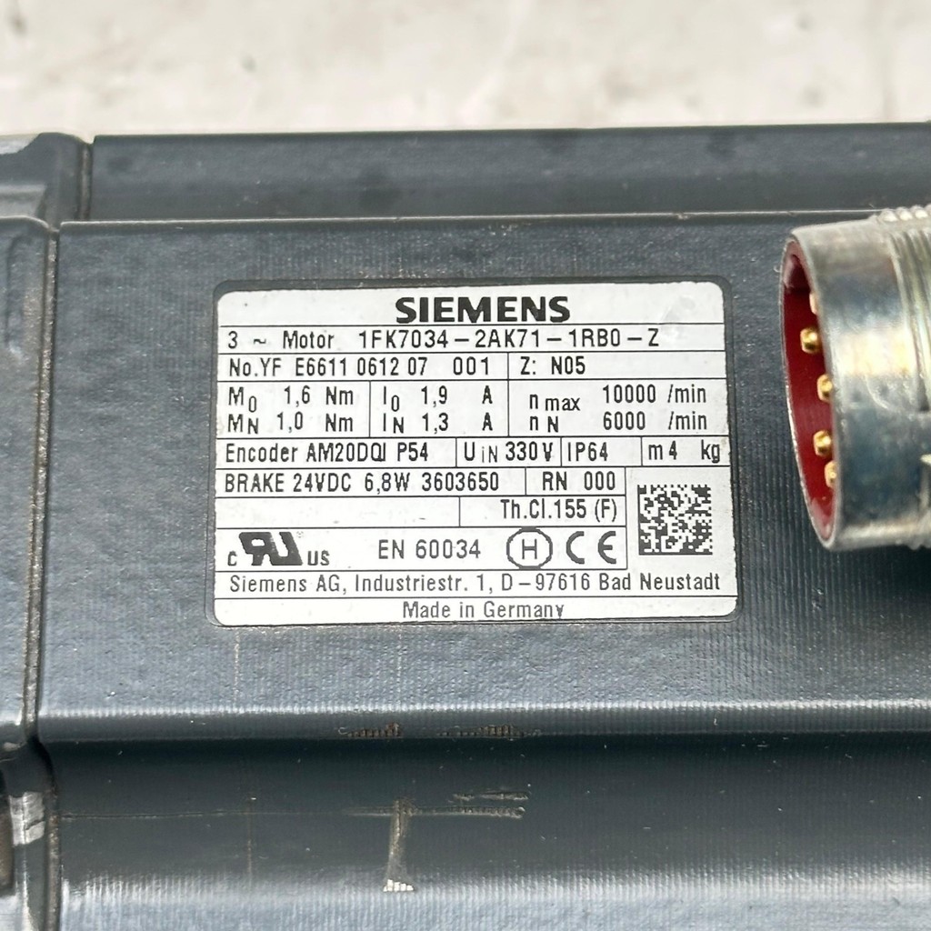 Siemens 1FK7034-2AK71-1RB0-Z Simotics Servo Motor — 3