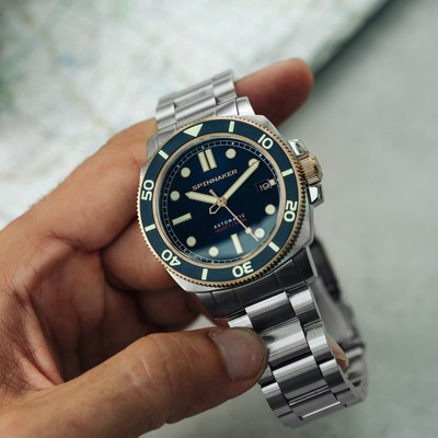 Pre-owned Spinnaker Hull Diver Stainless Steel 42mm Japanese Automatic Wristwatch