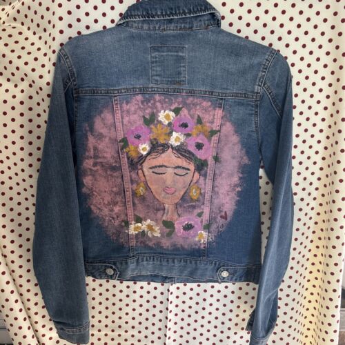 Denim Jacket FRIDA Medium Original By Lizzy G Denim Designs Hand Painted | eBay Denim Jacket FRIDA Medium Original By Lizzy G Denim Designs Hand Painted | eBay