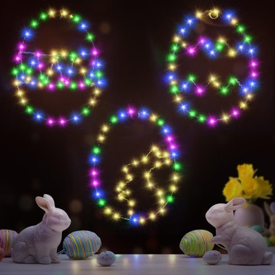 3 Pack Easter Window Lights Decorations，Battery Powered and USB Interface 2 W...
