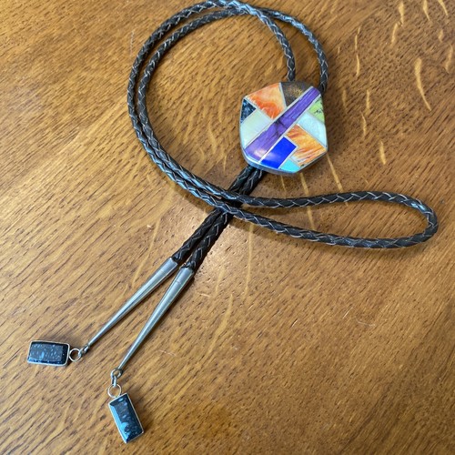Quality Vintage Choctaw Fc Native American Laguna Sterling Silver Turquoisr Bolo Tie Quality Vintage Choctaw Fc Native American Laguna Sterling Silver Turquoisr Bolo Tie