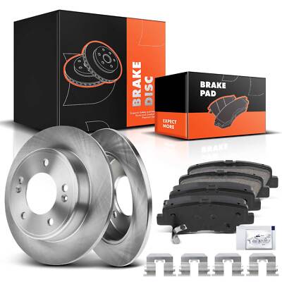 2x Rear Disc Brake Rotors & 4x Ceramic Brake Pads for Hyundai Elantra Kia Forte
