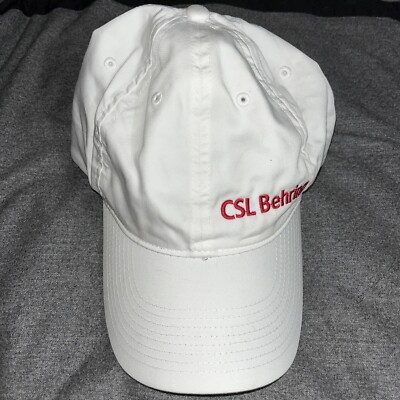 NEW Mens Nike Golf Hat CSL Behring Dri-Fit Adjustable White With Red Embroidery 