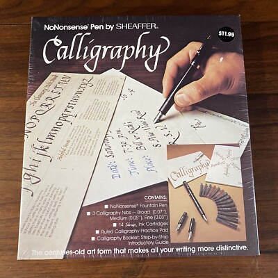 NEW No Nonsense Sheaffer Fountain Pen 3 Calligraphy Nibs Set Old Ink Cartridges
