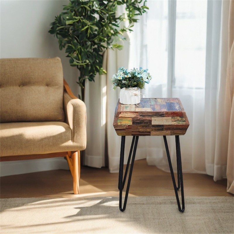 Greenage Side Table Solid Reclaimed Wood Accent Coffee End Table