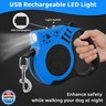 COSOWO Retractable Dog Leash with USB Rechargeable Flashlight for Night Walks, 16FT Automatic Telescopic Tractor Dog Leash for Small and Medium Dogs, Water Blue