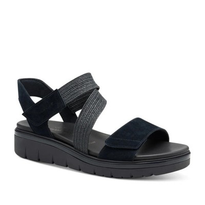 Tamaris Women's Blue Leather Sandals Casual Fashion 1-28241-42805