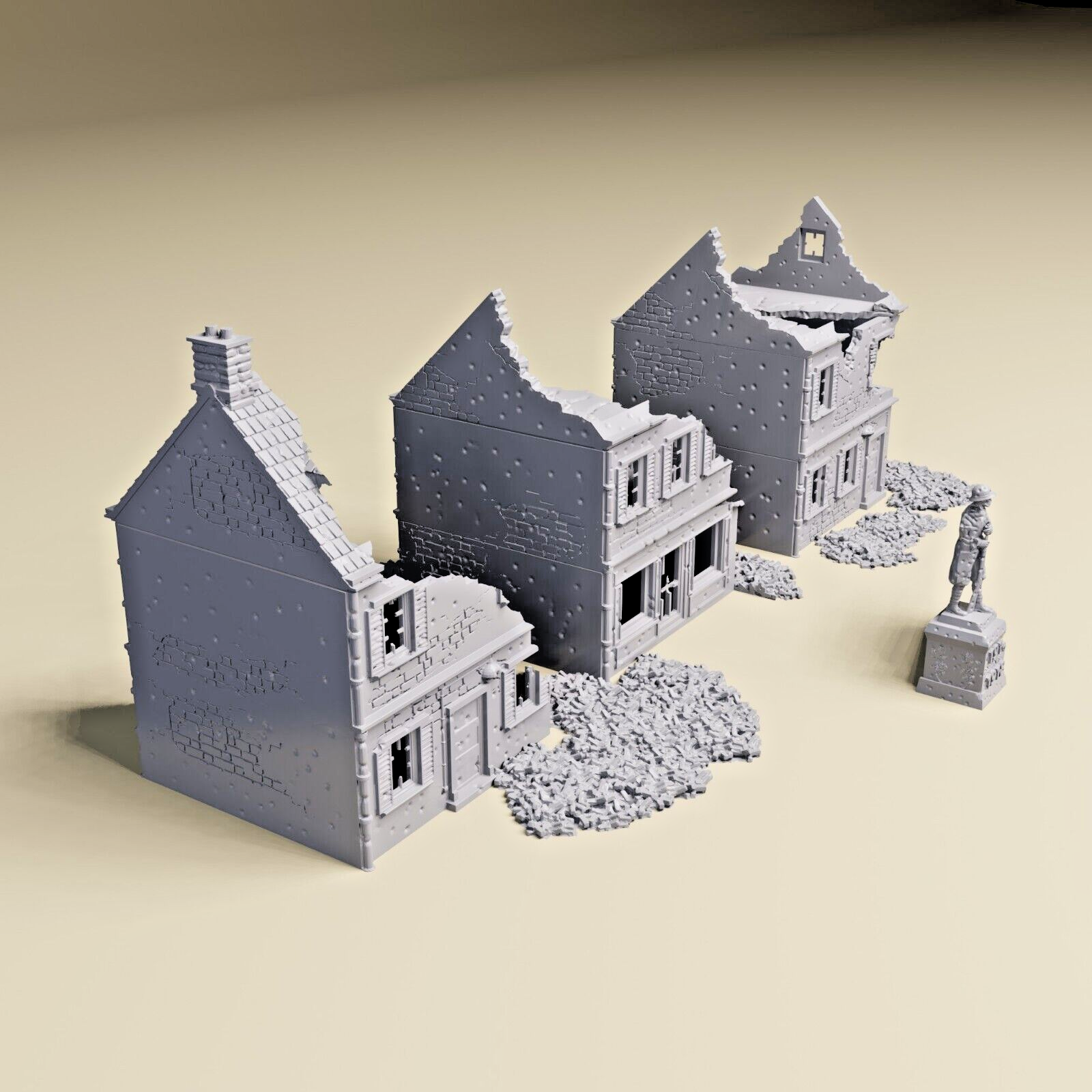 Normandy WWII Destroyed Town Bundle | 28mm, 20mm HO or 15mm Scale | WW2 Terrain