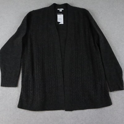 Croft & Barrow Cardigan Sweater Womens 1X Cable Knit Gray Long Sleeve NWT