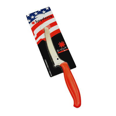 Spyderco Culinary Z-Cut Kitchen Knife K13SRD Blunt 4.3'' Serrated Blade Red