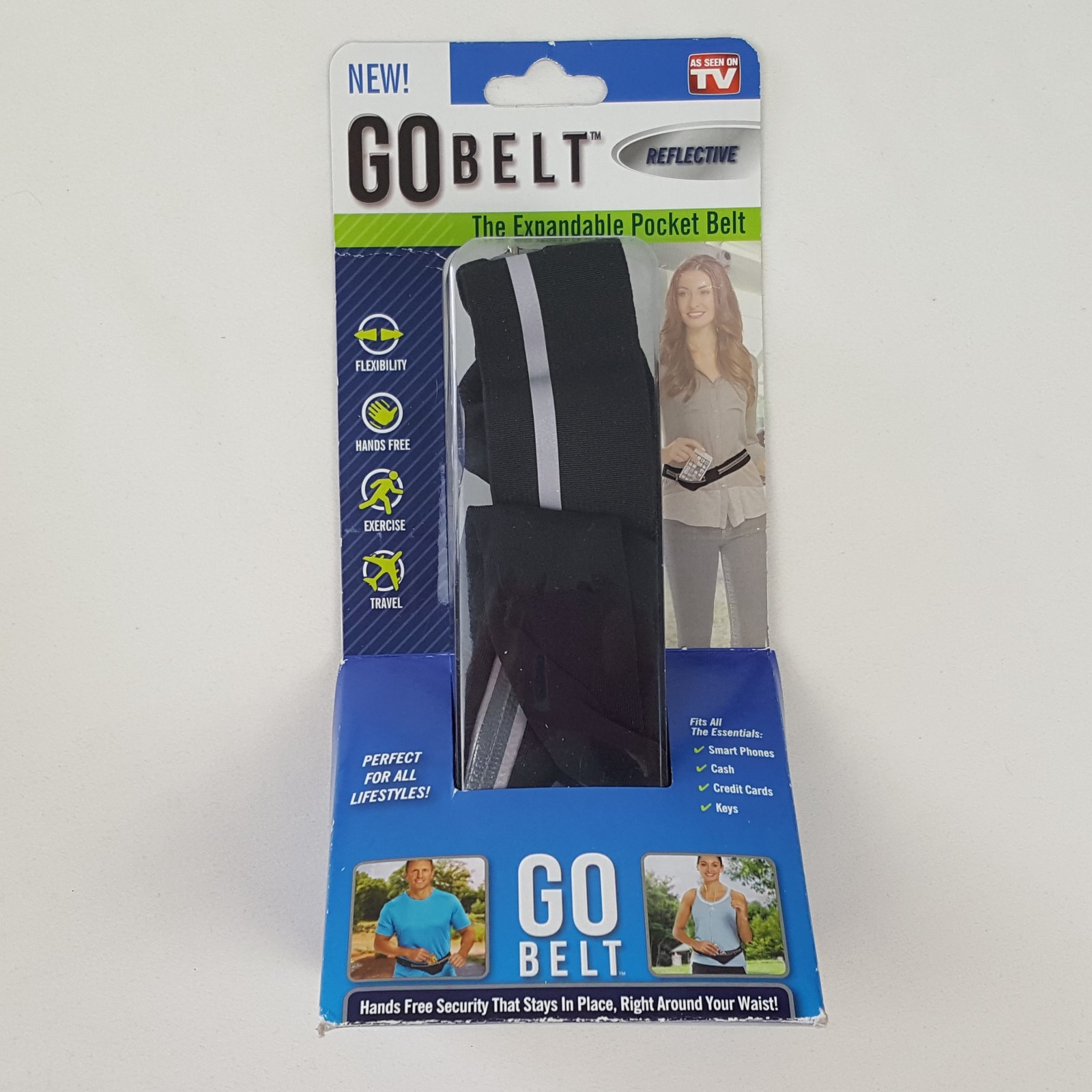 Go Belt As Seen On TV Expandable Pocket Belt Reflective Exercise Travel