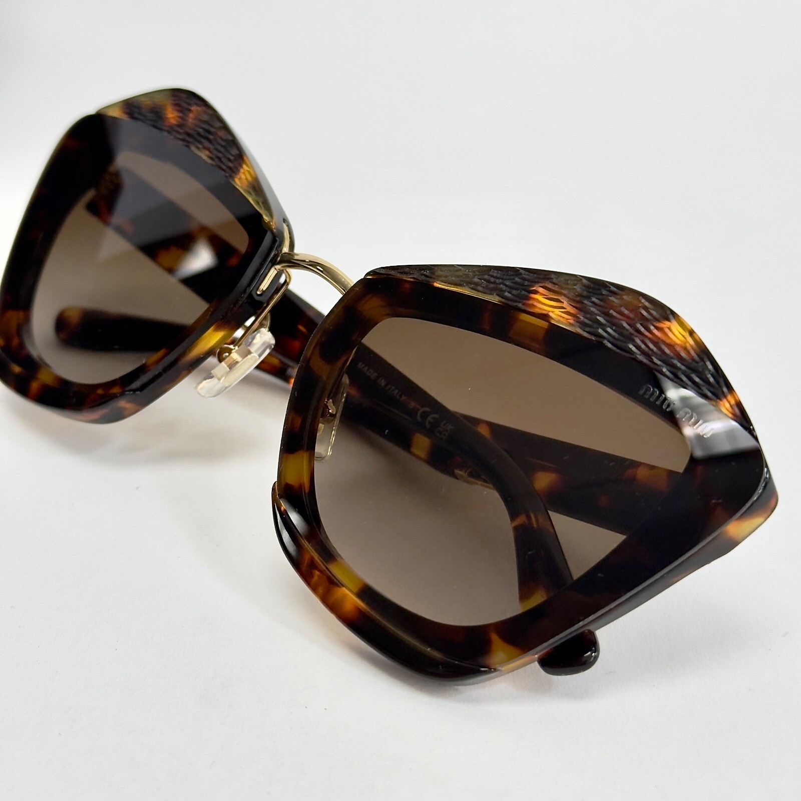 Pre-owned Miu Miu Charm Mu01xs Dark Brown Havana Geometric Luxury Fashion Sunglasses 01x In Vau-6s1