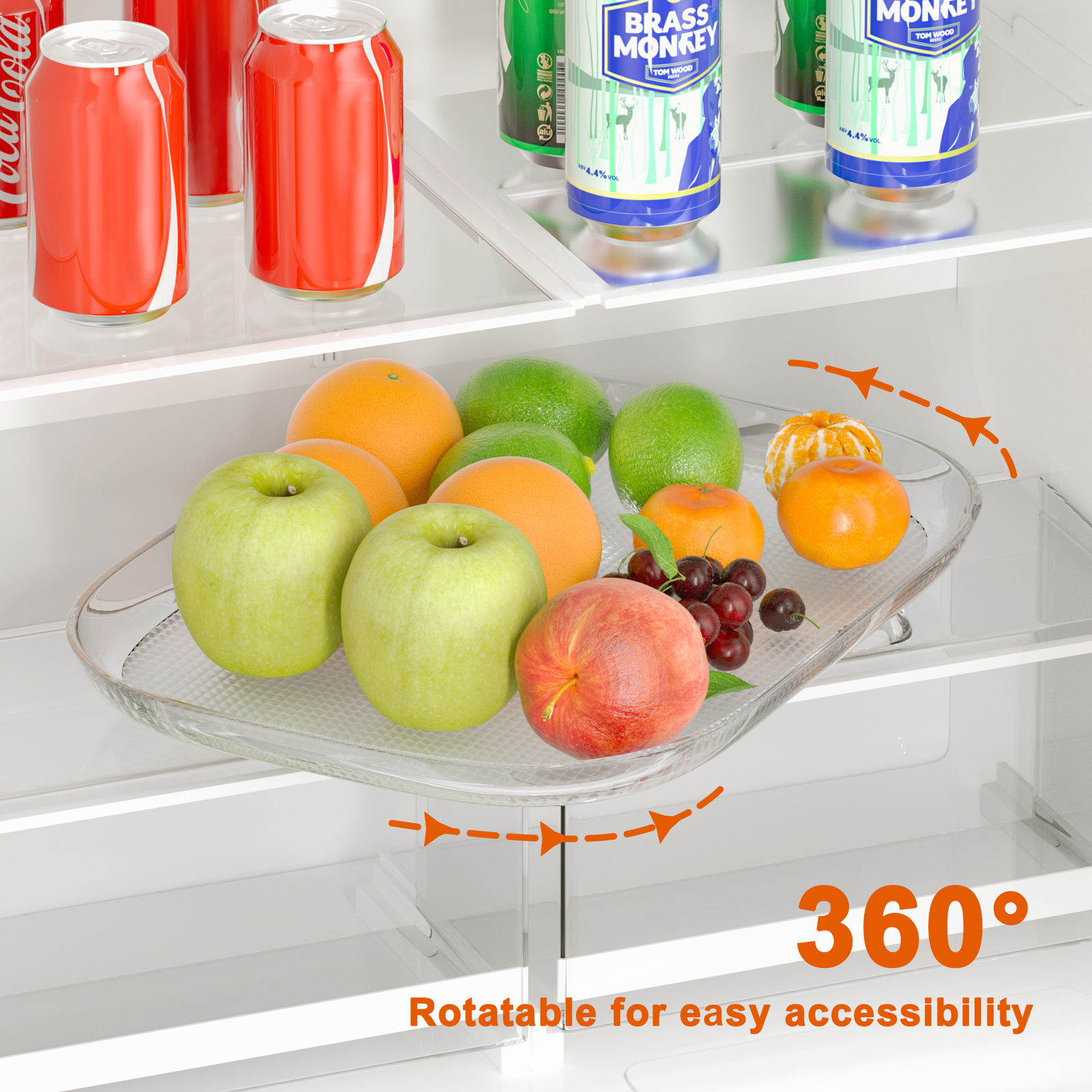Lazy Susan Turntable Shelf Organiser Rotating Spice Storage Container for Fridge