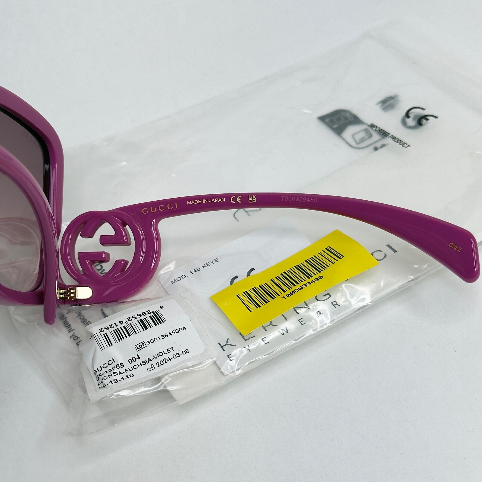 Pre-owned Gucci 1326 Purple Fuchsia Gg Logo 004 Fashion Oversized Runway Sunglass Gg1326s