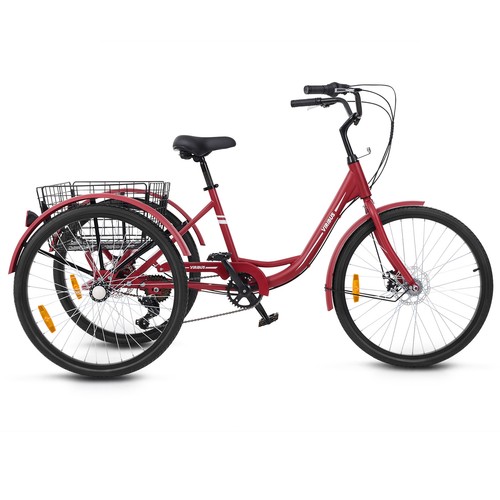 Secondhand 26" Adult Tricycle 7 Speed 3 Wheel Bike Adult Trike for Men Women Red
