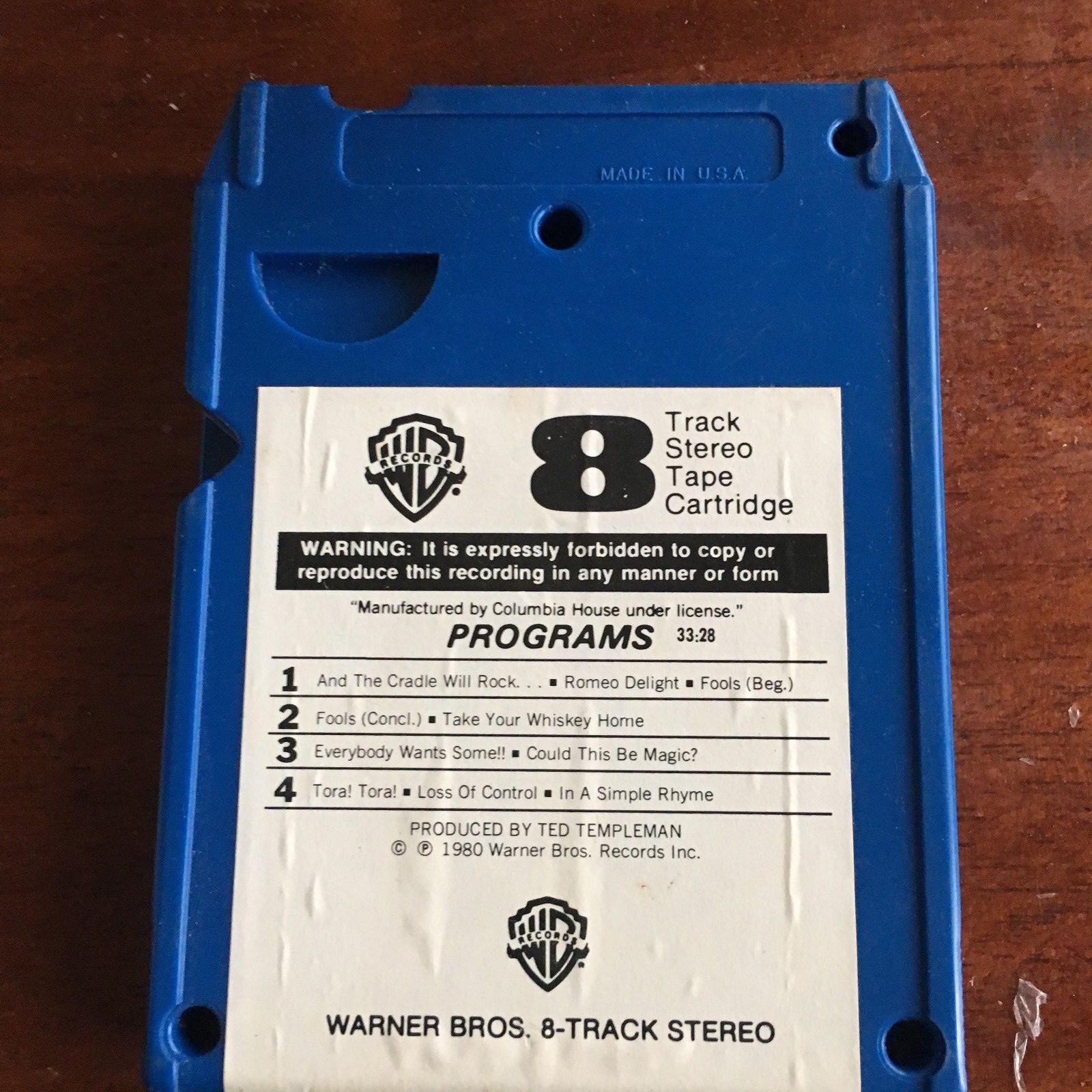 Van Halen Woman And Children First 8 Track tape  Tested We ship international