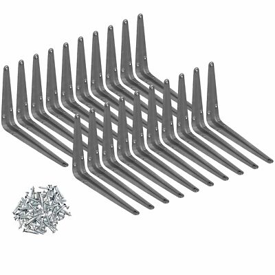20 Pcs 6" x 8" inch Utility Metal Wall Shelf Corner Bracket Support Gray
