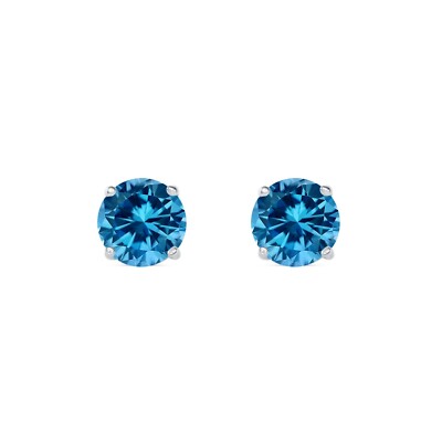 Pre-owned Shine Brite With A Diamond 2.25 Ct Round Cut Blue Earrings Studs Solid Real 950 Platinum Screw Back Basket In White