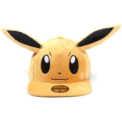 Difuzed Unisex Adult Eevee Plush Pokémon Flat Brim Snapback Hat Cap Yellow