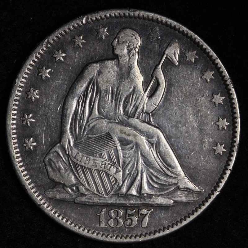 1857 Seated Liberty Silver Half Dollar XF E272 TOILR | eBay