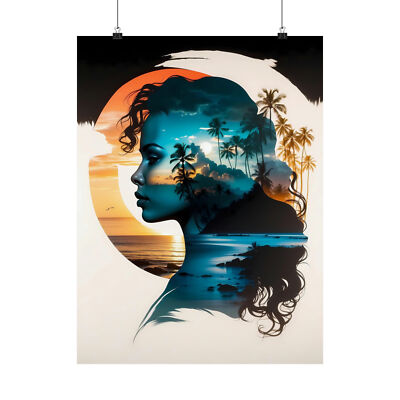 Tropic Abstract Art Print, Double Exposure Poster, Matte Finish, Unique Home Art
