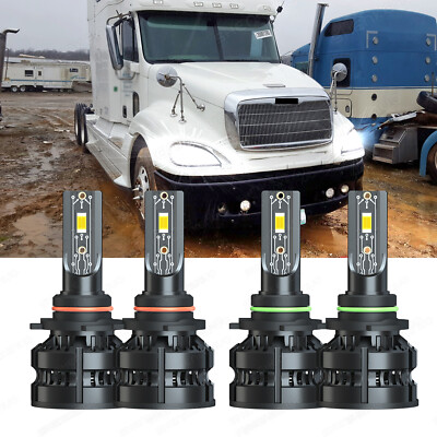 For Freightliner Columbia 2000-2017 LED Headlight High Low Beam 4Bulbs 9005 9006