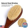 Wooden Bath Brush with Stiff Sisal Bristles Long Handle for Shower Back Scrubber Body Exfoliator, with Hook for Hanging (Stiff Sisal Hair)