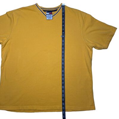 Vintage Tommy Jeans Men's Size XL Mustard Yellow V-Neck Shirt