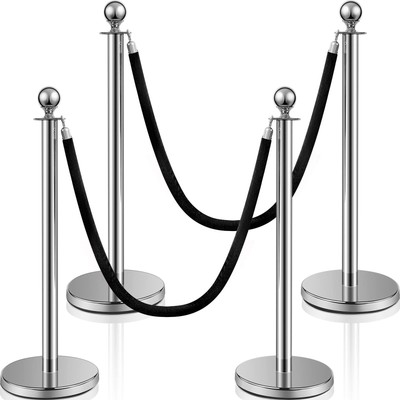 Ferraycle 4 Pcs Crowd Control Stanchions and Velvet Ropes 5 ft Crowd Control ...