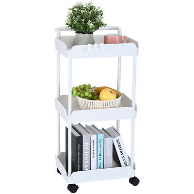 SKYSHALO 3-Tier Kitchen Rolling Cart Basket Utility Cart on Wheel with Handle
