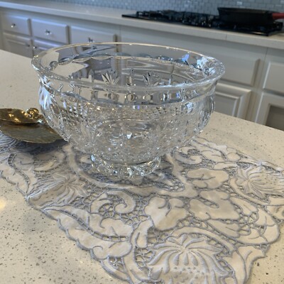 Waterford Crystal  Kelsey' Footed Salad or Serving  Bowl 7 3/8 D Signed Retired.