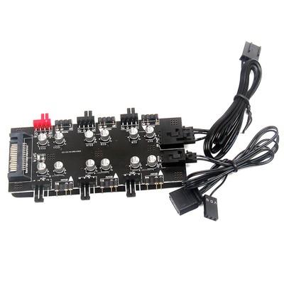 SATA 1 To 6 Way PWM /ARGB Device Expander 4-Pin Cooling Fans Hub Splitter Cable