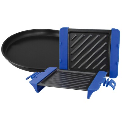 Double-Sided Short Grill and Round Crisp Pan for Microwave, 2-pc Set