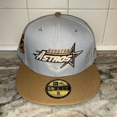 Houston Astros New Era 59FIFTY Retro Autumn Storm Gray Tan Hat Cap Men's Size 8