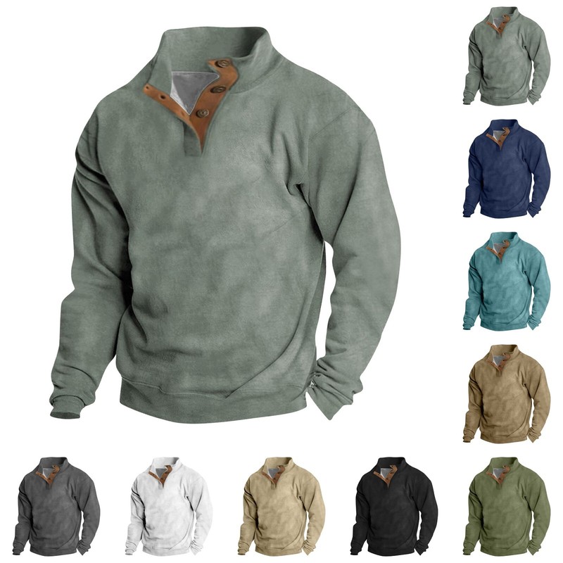Men's Fashion Standing Collar Sweatshirt Casual Long Sleeve 
