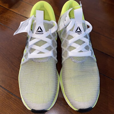 Reebok Men's Floatride Run Flexweave Shoes White & Solar Yellow Sneaker Sz 9