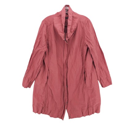 EILEEN FISHER Cotton Nylon Crinkle Jacket Cowl Neck Pink Estimated LARGE