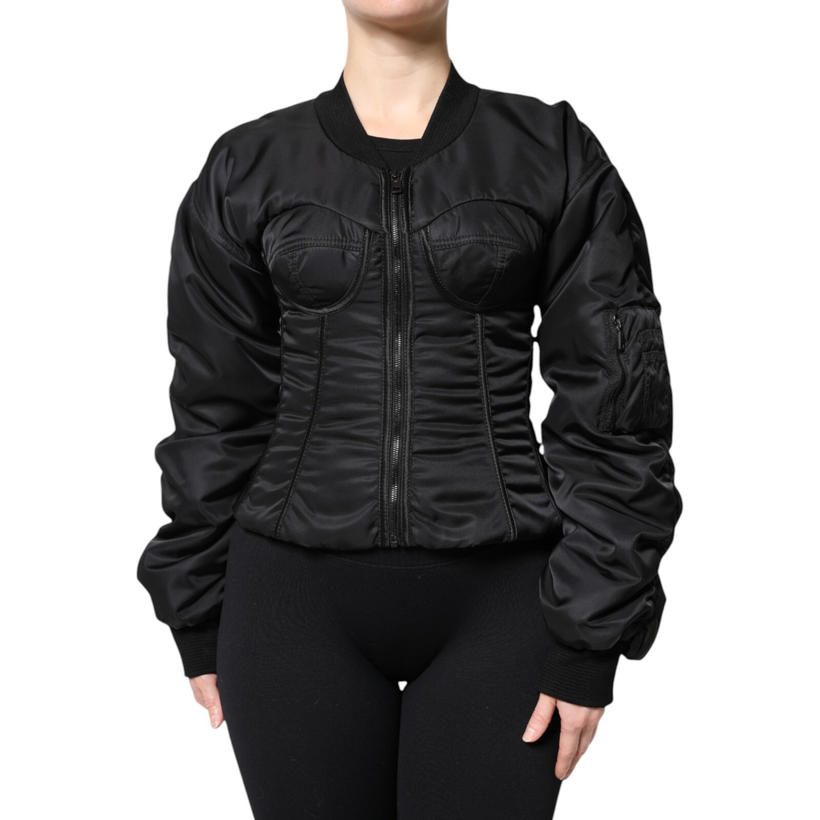 ジャケット Dolce & Gabbana Dolce & Gabbana Jackets (F27DIT FQOABS8100) DOLCE & GABBANA Jacket Black Nylon Full Zip Bustier Corset