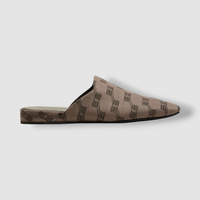 $925 Balenciaga Men's Brown Cosy Logo Jacquard Mule Slipper Shoes Size 44