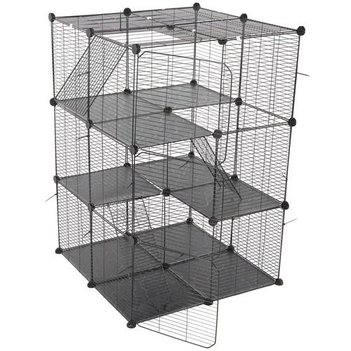 3 Tiers Kennels Pet Crate Cat Cage Indoor Cat DIY Cat Enclosures Metal Playpen