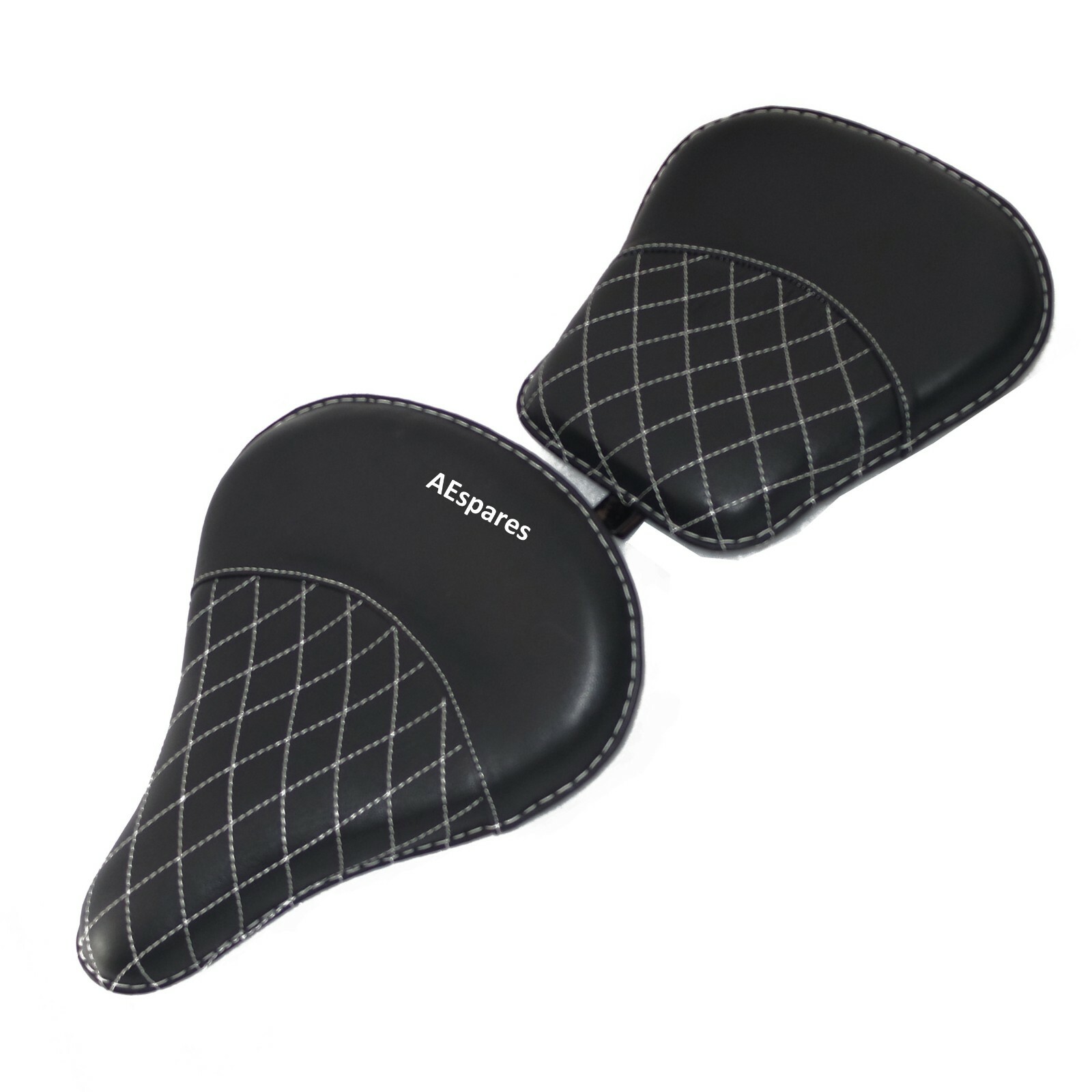 Fits Royal Enfield Classic 350 500 Front Rear Leather Black Seat with Spring  