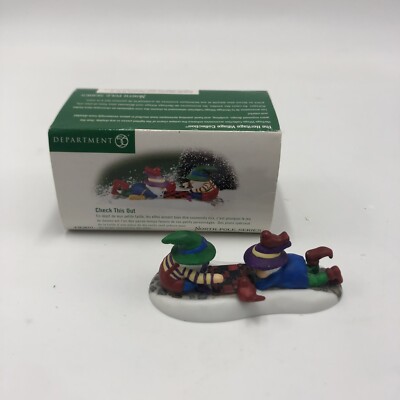 Dept 56 North Pole Series Check This Out  Playing Checkers 56711 Retired.
