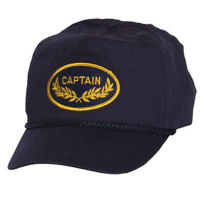 Top Headwear Captain Hat 5 Panel Adjustable Cap with Rope Navy